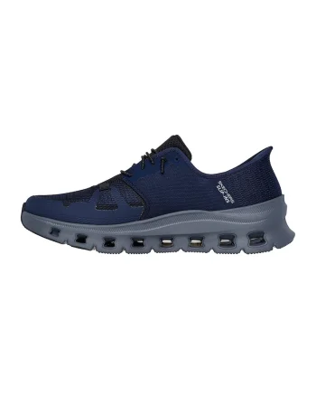 Pantofi sport slip-ins din material textil cu garnituri dinn material sintetic Glide Step Pro, Gri inchis/Bleumarin