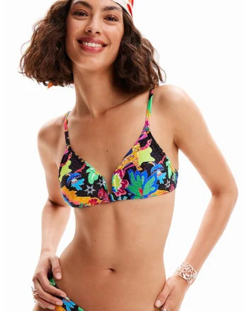 Sutien de baie cu imprimeu tropical, Multicolor