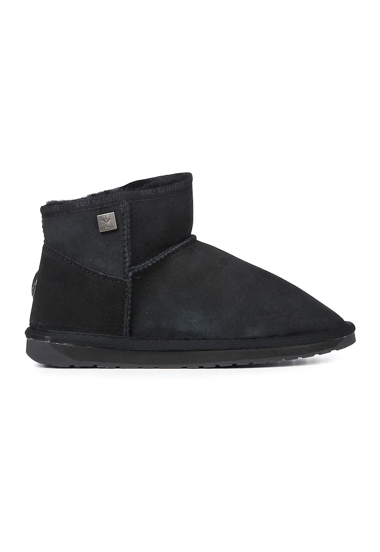 Ghete slip-on de piele intoarsa cu logo, Negru