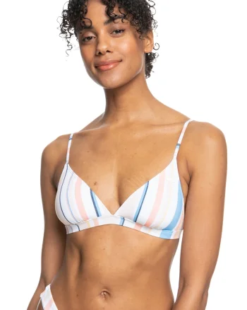 Sutien triunghiular de baie, cu dungi Classics, Alb/Piersica/Albastru