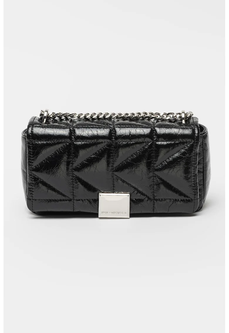 Geanta crossbody din piele cu bareta ajustabila, Negru