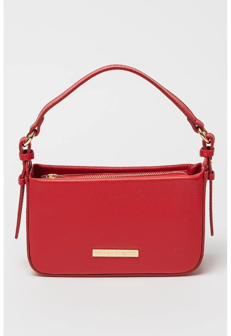 Geanta crossbody de piele, Rosu/Rosu vermillion