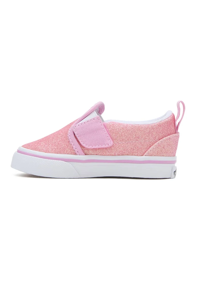 Tenisi slip-on cu aspect stralucitor, Auriu/Roz