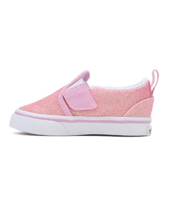 Tenisi slip-on cu aspect stralucitor, Auriu/Roz