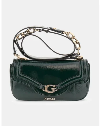 Geanta crossbody cu aspect lacuit, Verde padure