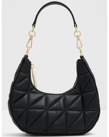 Geanta crossbody din piele ecologica cu bareta din lant Ellison, Negru