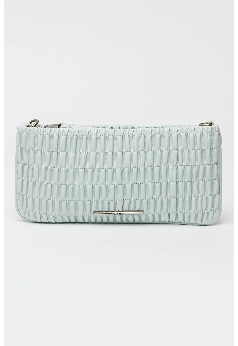 Geanta crossbody din piele ecologica cu fronseuri, Verde pal