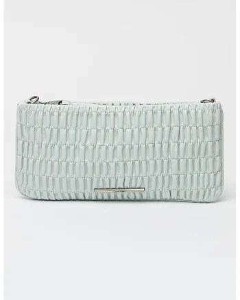 Geanta crossbody din piele ecologica cu fronseuri, Verde pal