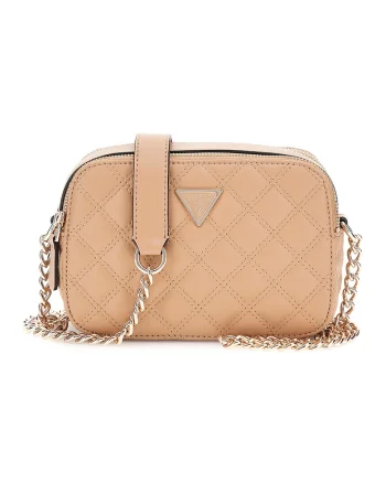 Geanta crossbody din piele ecologica cu aspect matlasat, Bej