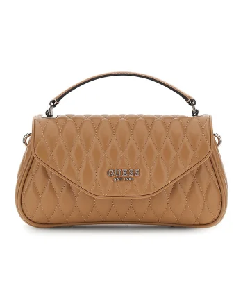 Geanta crossbody din piele ecologica cu aspect matlasat, Caramel