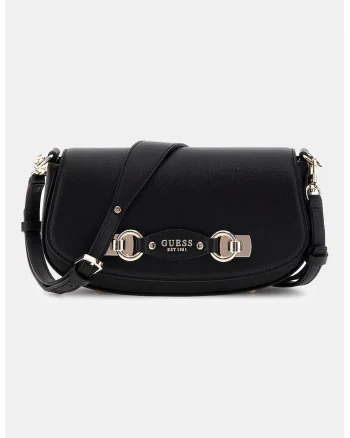 Geanta crossbody din piele ecologica cu clapa, Negru