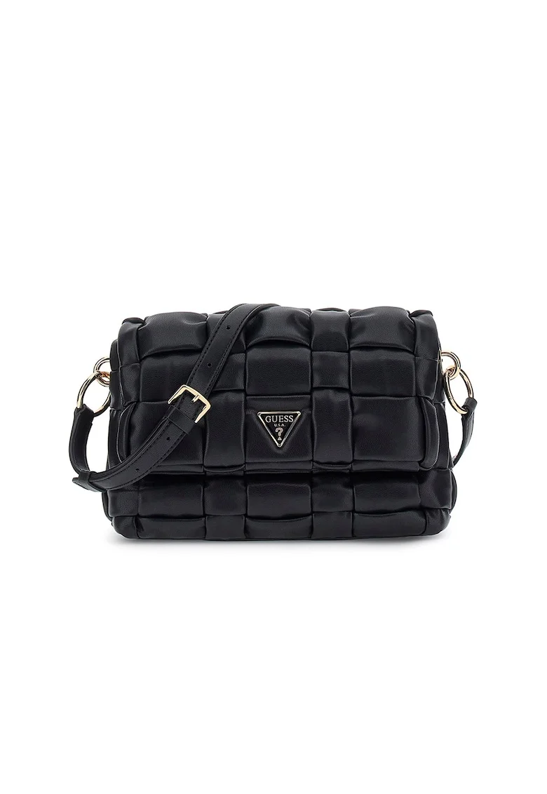 Geanta crossbody cu aspect impletit, Negru