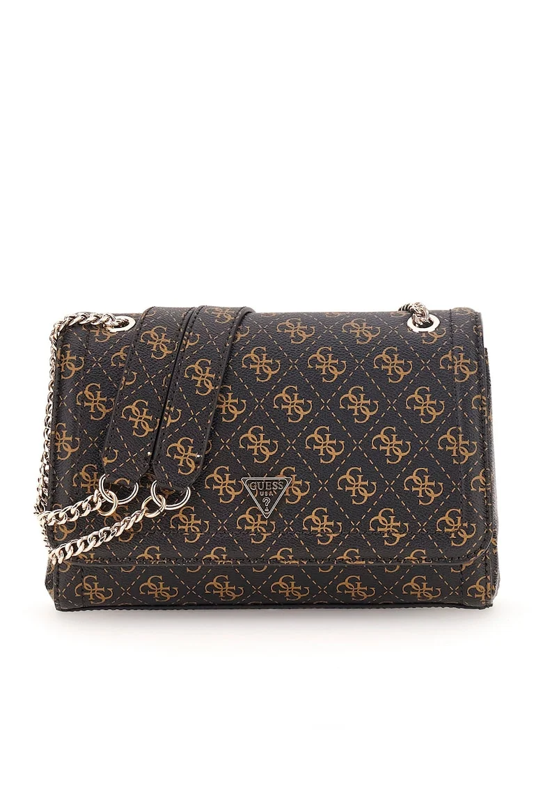 Geanta crossbody din piele ecologica, Negru/Caramel
