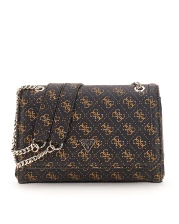 Geanta crossbody din piele ecologica, Negru/Caramel
