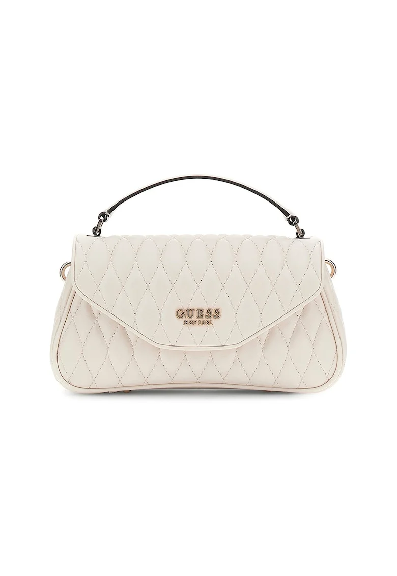 Geanta crossbody din piele ecologica cu aspect matlasat, Crem