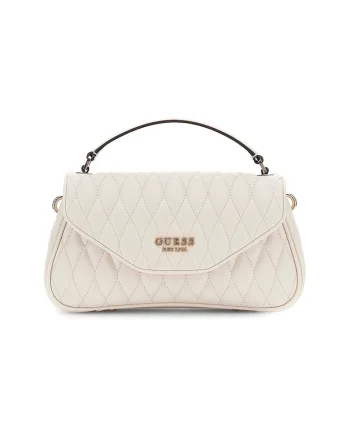 Geanta crossbody din piele ecologica cu aspect matlasat, Crem