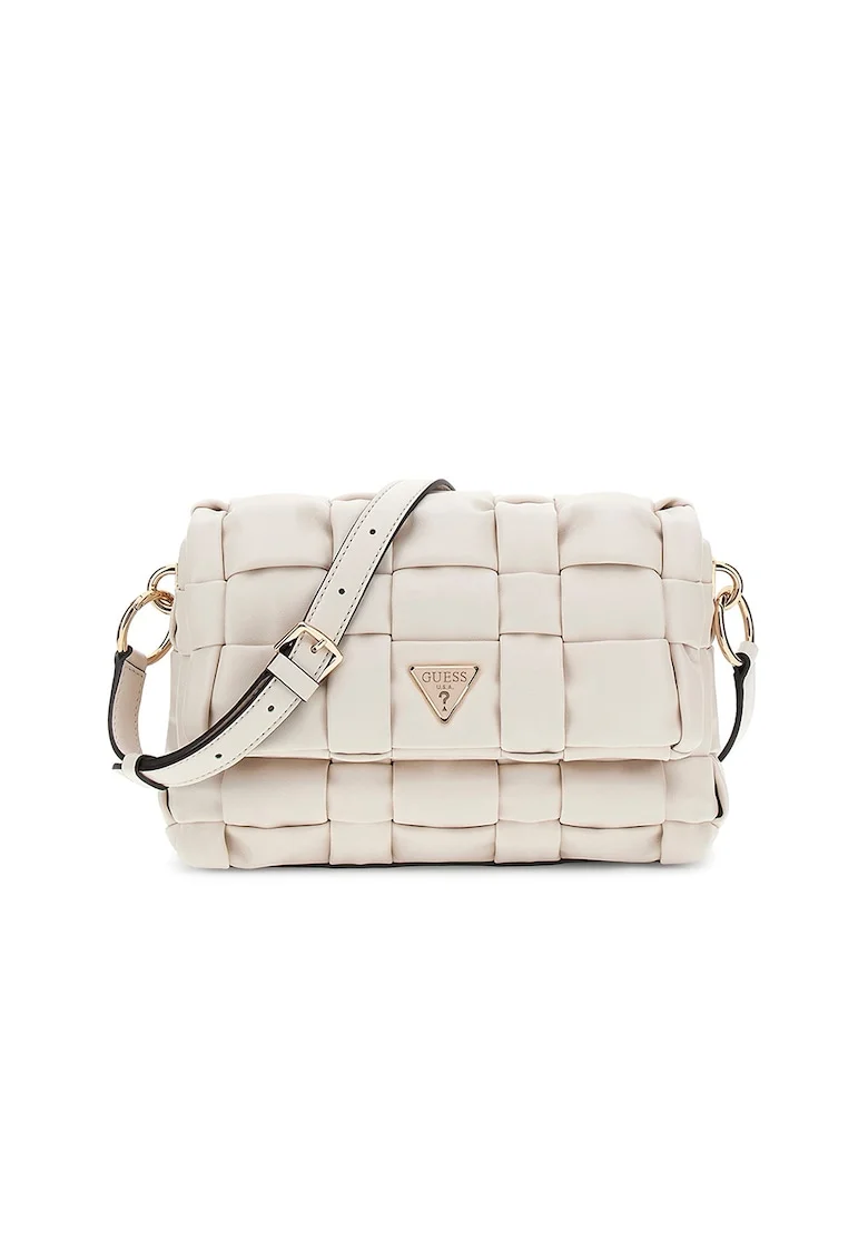 Geanta crossbody cu aspect impletit, Crem