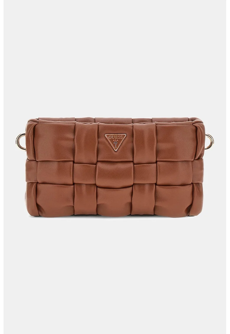Geanta crossbody cu aspect impletit, Portocaliu stins