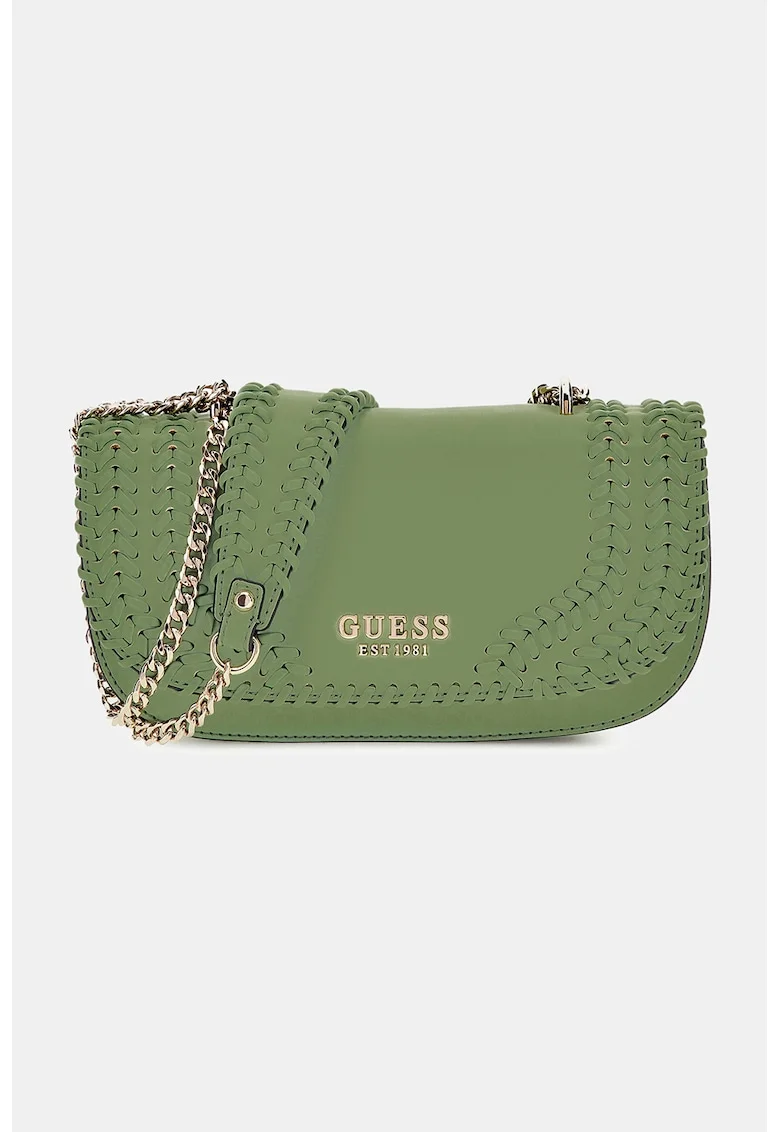 Geanta crossbody din piele ecologica cu bareta din lant, Verde deschis
