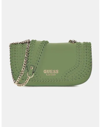 Geanta crossbody din piele ecologica cu bareta din lant, Verde deschis