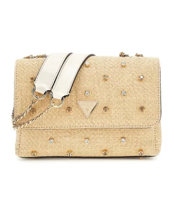 Geanta crossbody cu strasuri Giully, Maro nisip