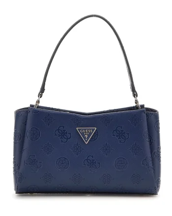 Geanta crossbody din piele ecologica cu model monograma, Bleumarin