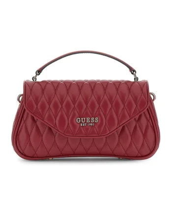 Geanta crossbody din piele ecologica cu aspect matlasat, Rosu inchis