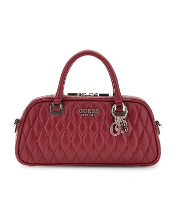 Geanta crossbody matlasata cu logo metalic, Galben/Rosu inchis