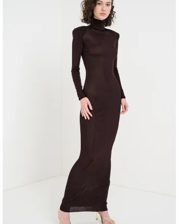 Rochie bodycon cu maneci lungi, Maro inchis