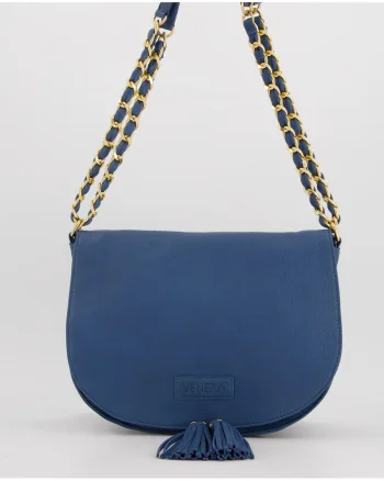 Geanta dama  crossbody, piele naturala, albastru deschis, 20x28x11cm, curea max 115cm
