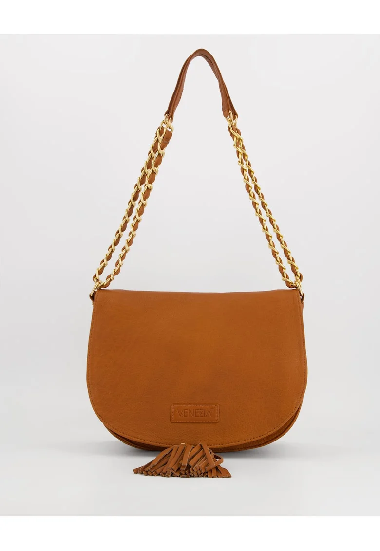 Geanta dama  crossbody, piele naturala, maro, 20x28x11cm, max. 115cm curea