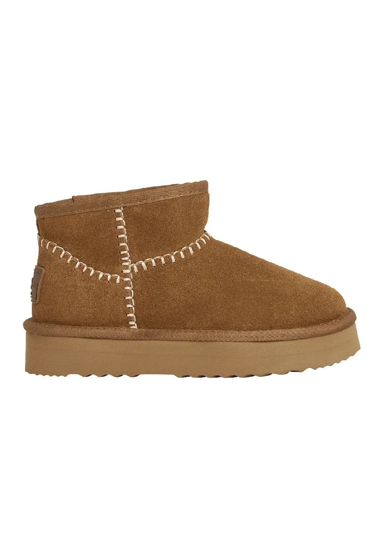 Ghete slip-on din piele intoarsa, Caramel