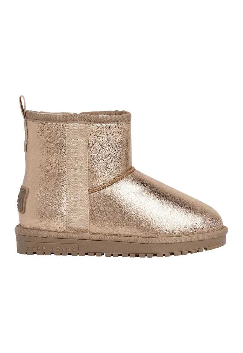 Ghete slip-on cu aspect stralucitor, Auriu