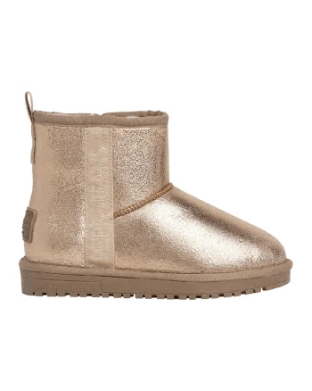 Ghete slip-on cu aspect stralucitor, Auriu