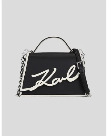 Geanta crossbody de piele cu logo supradimensionat, Alb/Negru