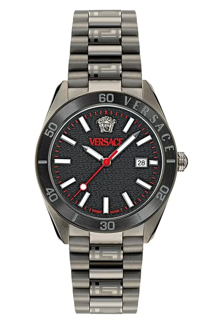 Ceas barbati  V-DOME gri negru 42mm inox safir quartz
