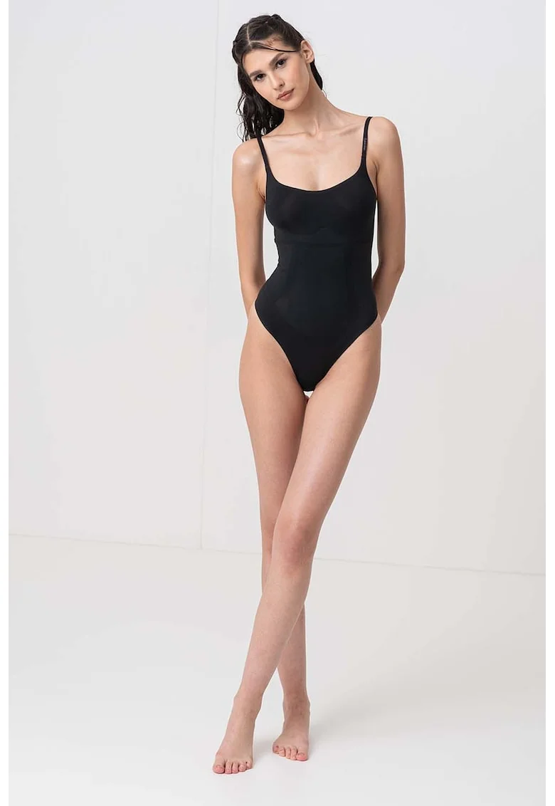 Body fara cusaturi cu bretele ajustabile, Negru