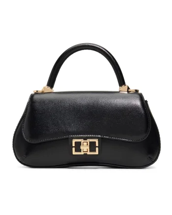 Geanta crossbody cu bareta detasabila din lant Catrine, Negru