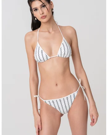 Slip brazilian cu prindere laterala, Alb/Bleumarin