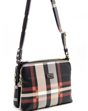 Geanta crossbody cu model, Alb/Bleumarin