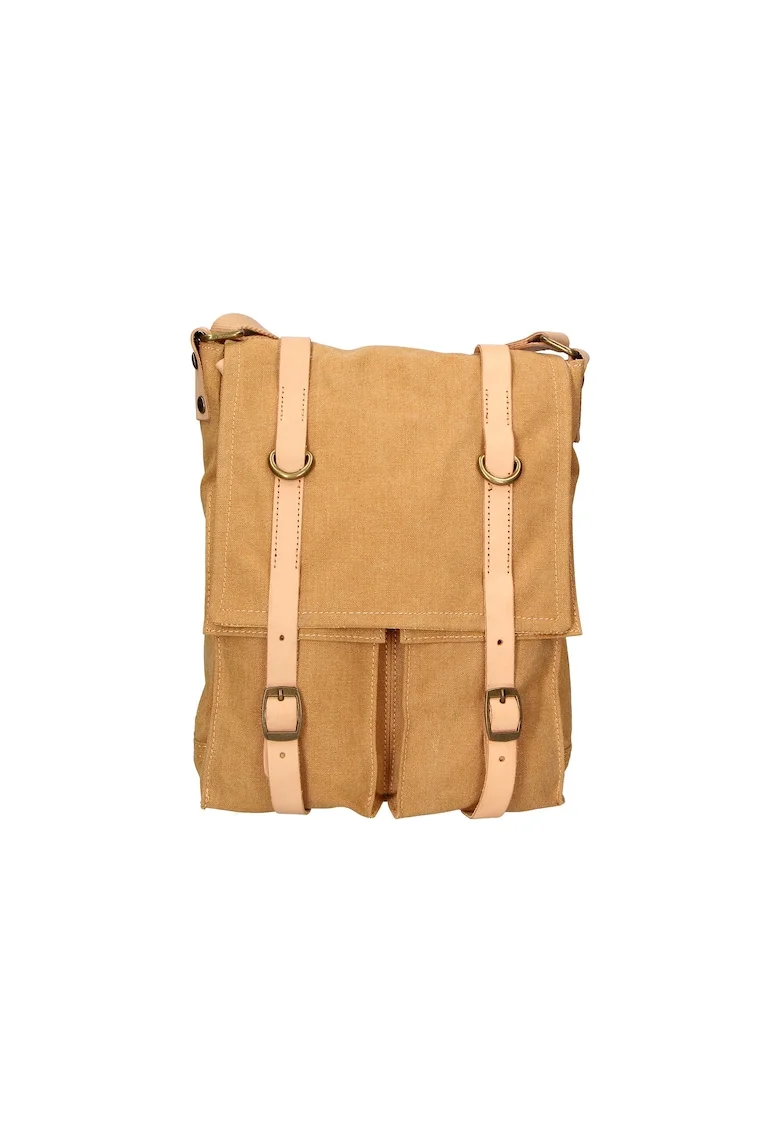 Geanta crossbody unisex cu buzunare cu fermoar, Caramel