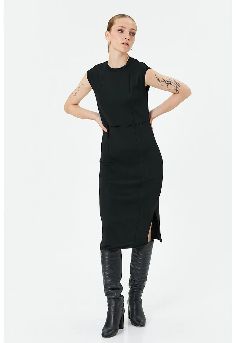 Rochie bodycon uni fara maneci, Negru