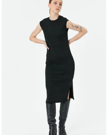 Rochie bodycon uni fara maneci, Negru