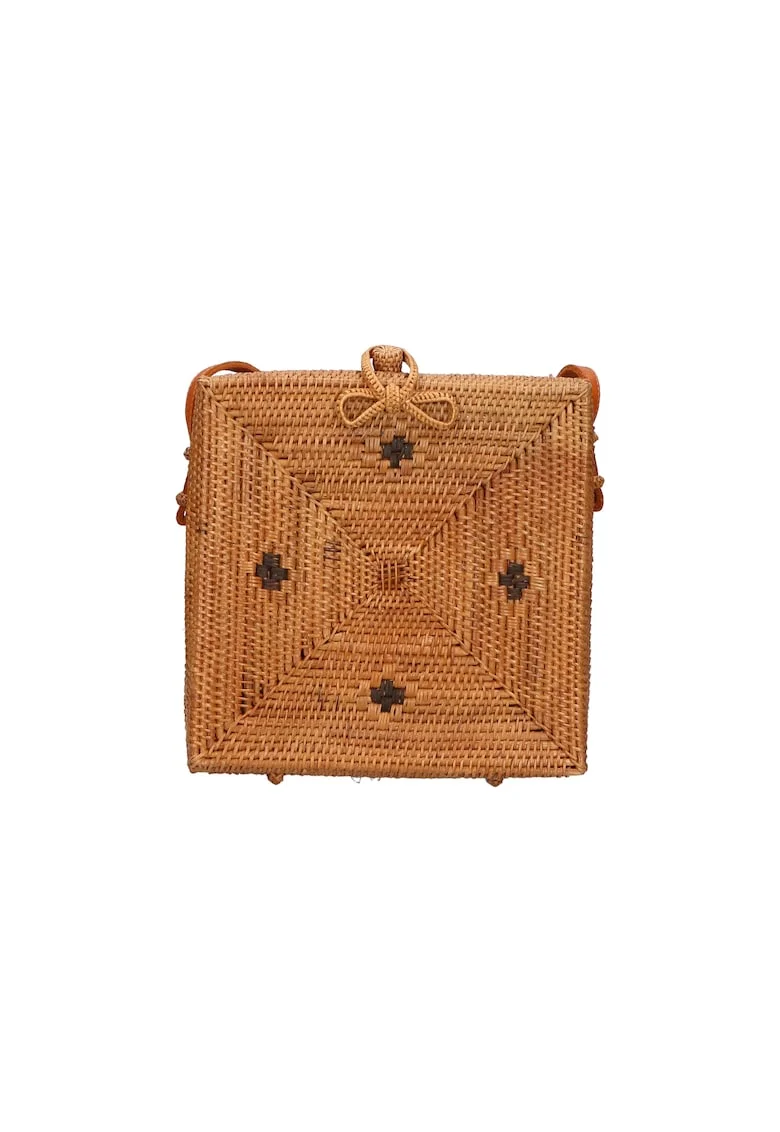 Geanta crossbody din rattan, Maro scortisoara