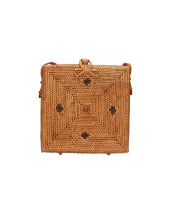 Geanta crossbody din rattan, Maro scortisoara