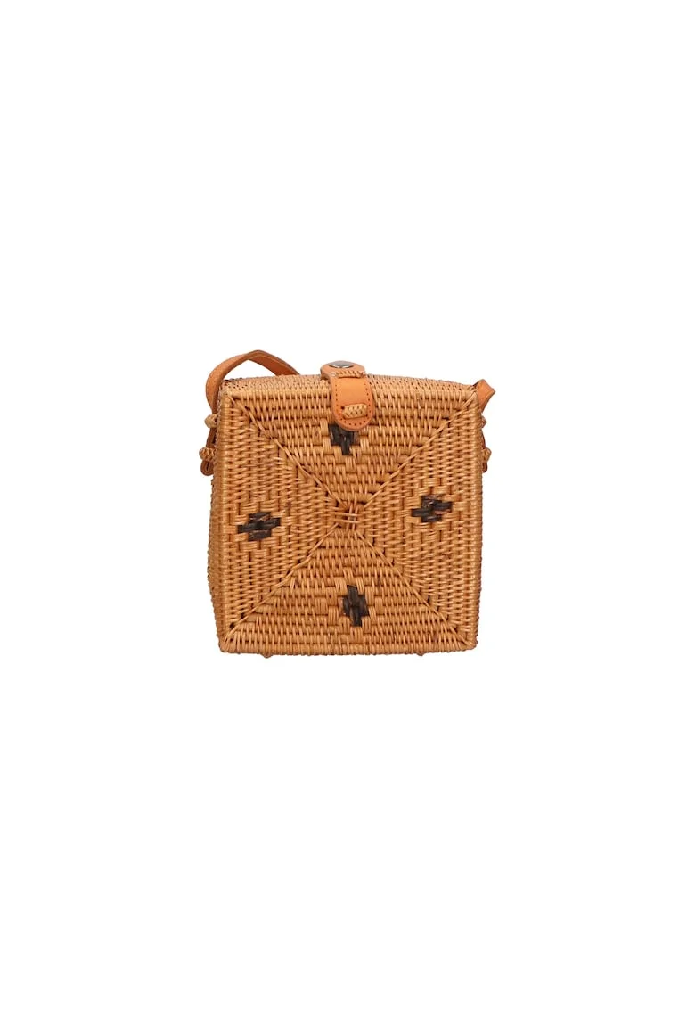 Geanta crossbody din rattan, uni, Multicolor