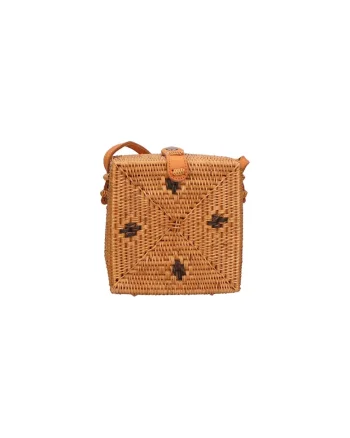 Geanta crossbody din rattan, uni, Multicolor