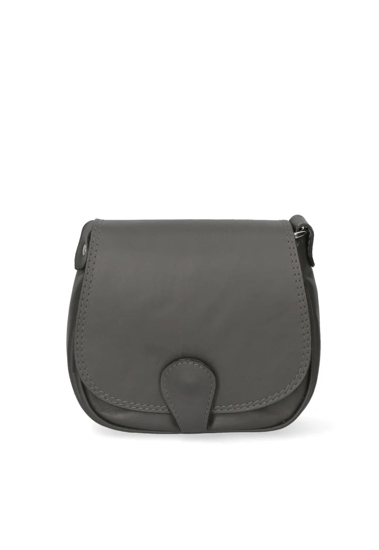 Geanta crossbody de piele cu clapa, Gri