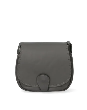 Geanta crossbody de piele cu clapa, Gri