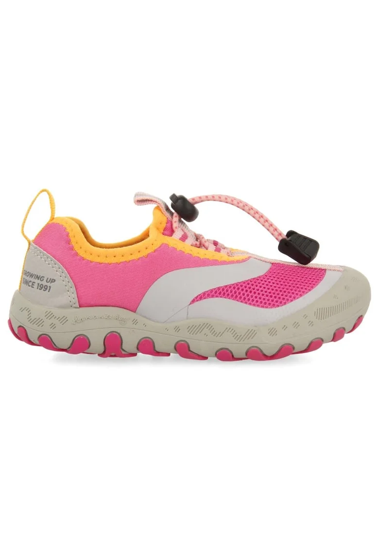 Pantofi sport slip-on cu insertii de plasa, Fucsia/Bej